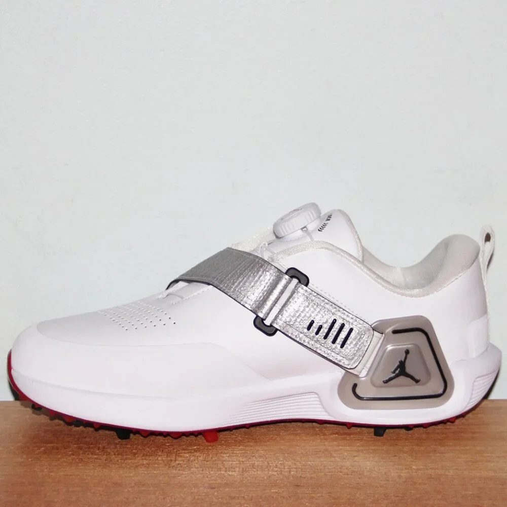 Jordan Air Rev Golf Shoes Mens 7 Wide White Metallic Silver Red
